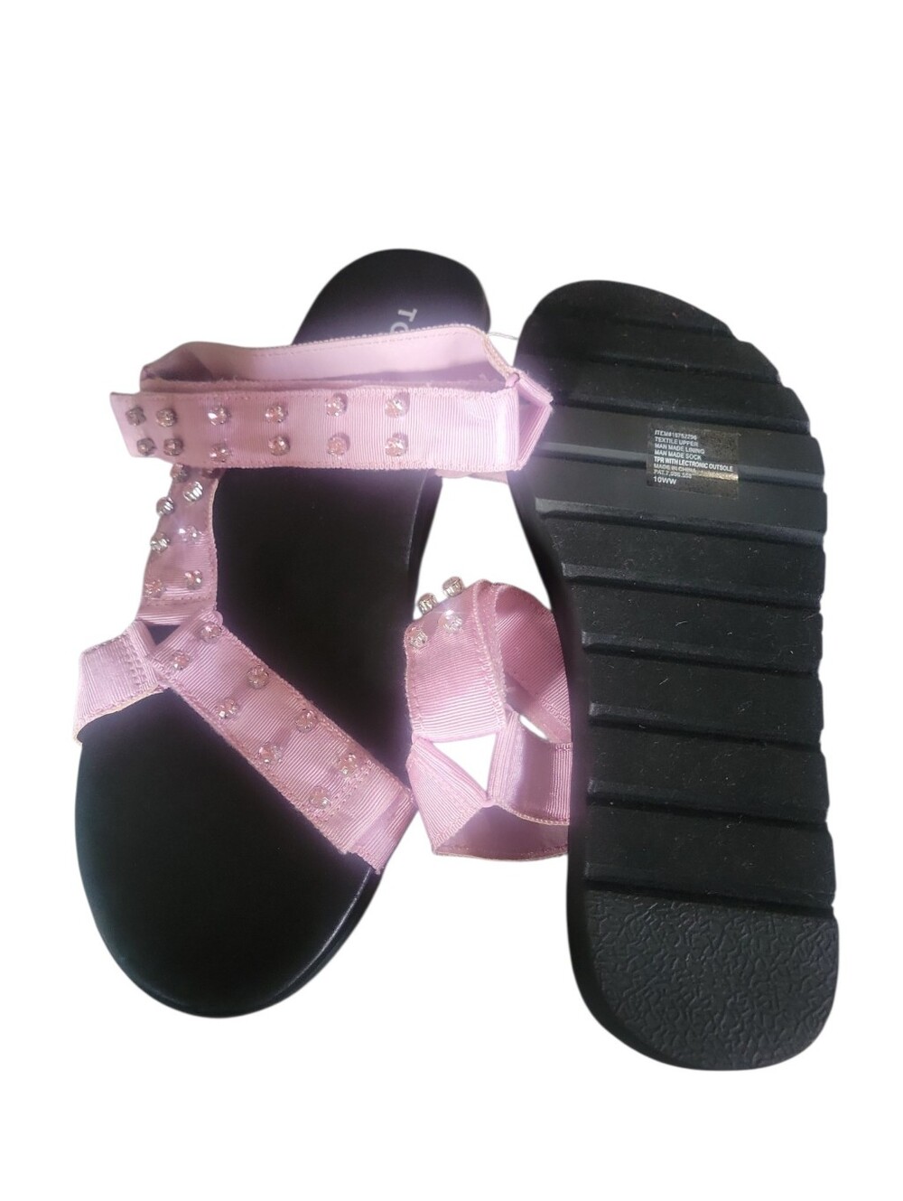 torrid Pink Crystal-Embellished Strappy Flat Sandals - Picture 7 of 10